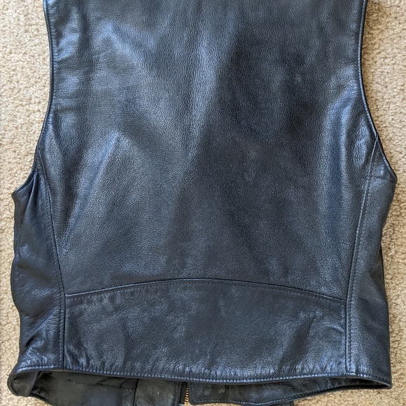Dkny Black Leather Motorcycle Vest - Picture 12 of 14